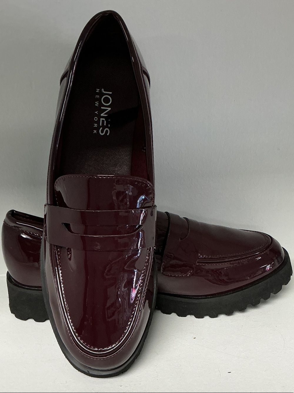 Jones New York Women’s Deep Burgundy Patent Penny Loafers